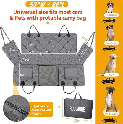 Back Seat Extender for Dogs-Large Space, Dog Car Seat Cover Hard Bottom Holds 420lb, Sturdy Backseat Extender for Dogs, Upgraded Waterproof Pet Car Bed Dog Hammock for Car, SUV, Truck, Grey