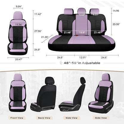 Coverado Front Seat Covers, Leather Car Seat Covers Luxury Automotive Seat Covers Waterproof Car Seat Protectors Universal Fit for Most Cars SUV Trucks Vehicles, Purple&Black