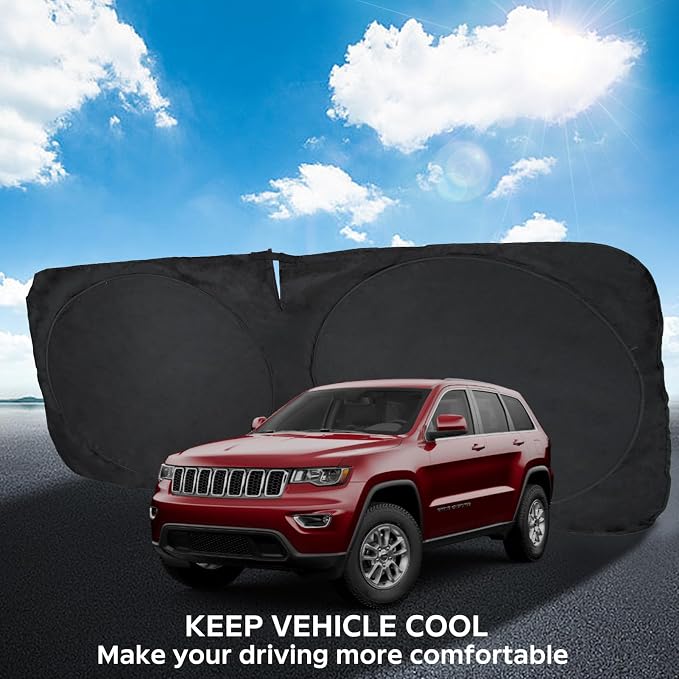 Windshield Sun Shade for 2025 Cherokee Car Windshield Cover, Custom Fit for Jeep Cherokee 2014-2023 2024 2025 Ultimate Sun Protection Foldable Visor Sunshade Protector Shield Accessory