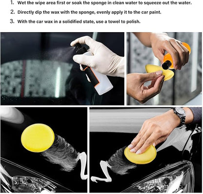 PSLER 30 Pack Foam Applicator Pads - Foam Car Wax Applicator Pad Detailing Round 4 inch Polishing Sponges for Car Wax Applicator Pad -Yellow