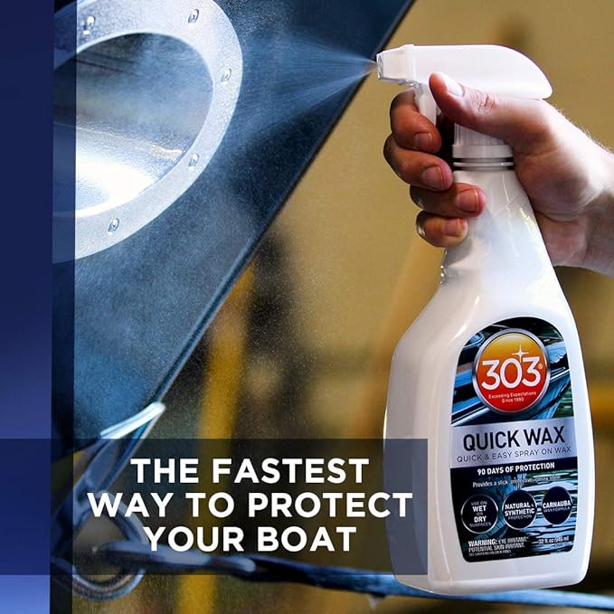 303 (30213-6PK) Marine Quick Wax - Quick And Easy Spray On Wax - 90 Days Of Protection - Provides a Slick, Protective, Glossy Shine - Use On Wet Or Dry Surfaces - Carnauba Wax, 32 fl. oz. 6 Pack