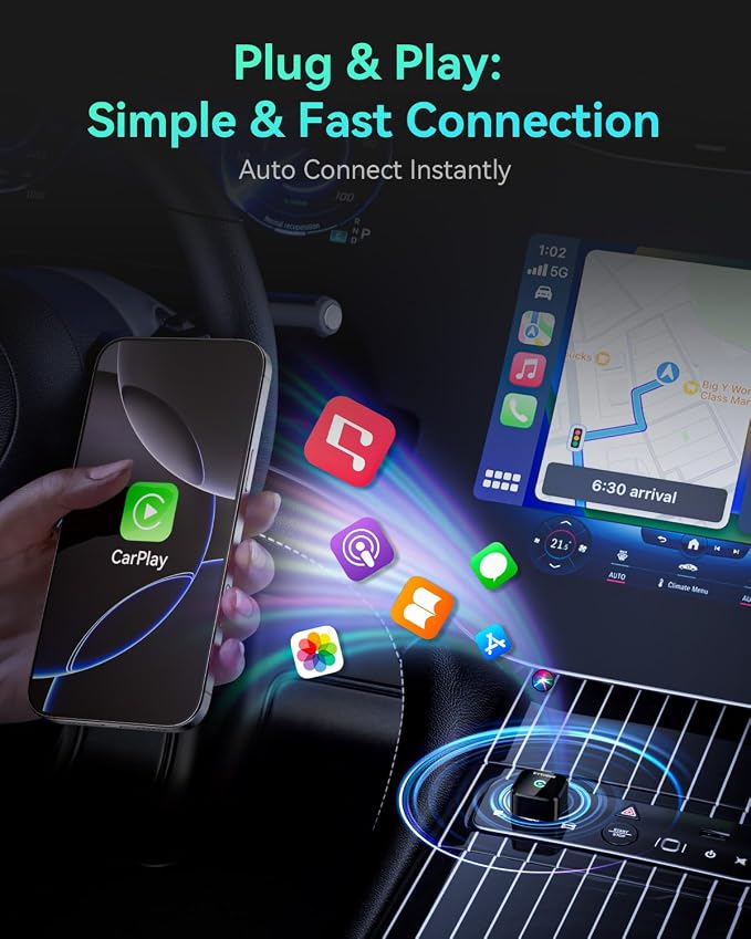 Wireless CarPlay Adapter 2025 Version, 2-in-1 Stable 5.8GHz Connection, Plug & Play via USB/USB-C, Auto Connect (Style 2)