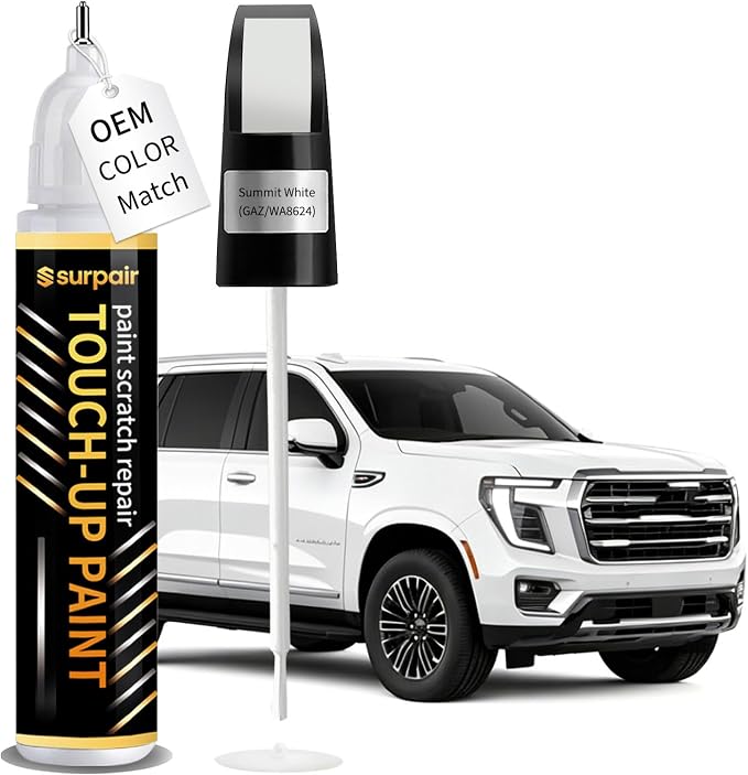 Summit White/Interstellar White GAZ/WA8624 Touch up Paint for GMC OEM Color Match Car Scratch Repair Kit for Nicks & Chips Scratches Quick & Easy Paint Fix 2-In-1 Car Scratch Remover Pen