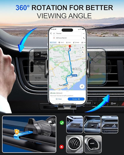Wireless Car Charger, Phone Holders for Your Car 15W Fast Charging Auto Clamping, Air Vent Car Phone Mount for iPhone 17 16 15 14 13 Mini Pro Max XR, Samsung Galaxy S25 Ultra S24 S23 S22 S21