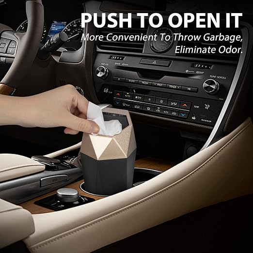 Car Trash Can with Lid - 2-Pack, Interior Accessories for Vehicles, Leakproof Garbage Can with 30 Detachable Trash Bags, Multipurpose Organizers and Storage Solutions for Home and Office