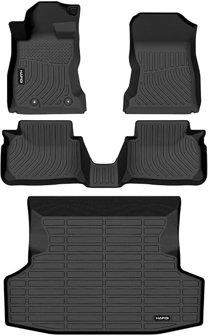 Floor Mats & Cargo Liner Set Fit for 2022-2026 Subaru WRX & 2024-2026 WRX TR All Weather Protection TPE Anti-Slip Automotive Full Set Floor Liners Custom Accessories - Black