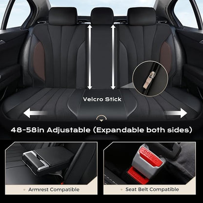 Coverado Seat Covers 5 Seats, Luxury Car Seat Covers Full Set, Automotive Car Protectors, Coffee Auto Seat Covers, Car Accessories Universal Fit for SUVs, Trucks, Sedans
