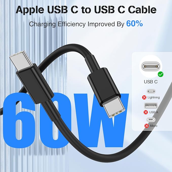 USB C Car Charger for iPhone 17 16 15 Pro Max,40W Dual Port USB-C & USB-A Car Fast Charging Adapter, 2X6FT C to C Cable & A to C Carplay Cable for iPhone 17 16 15 Series/iPhone Air,iPad,Samsung-Black