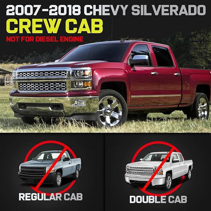 BINARY STAR 6 Inch Running Boards Compatible with 2007-2018 Silverado/GMC Sierra 1500 2500HD 3500HD Crew Cab, 2019 Silverado/Sierra 2500HD 3500HD. Stainless Steel Side Step Step Bars Nerf Bars.