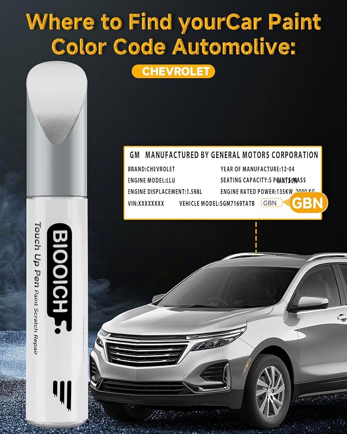 Touch Up Paint Pen Exact Color Match Car Chip and Scratch Repair (for Chevrolet, White Diamond Metallic Tricoat(GBN/WA800J/98))