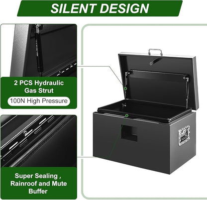 24" Truck Tool Box,Heacy Duty Metal Storage Organizer with Strong locking tongue,Trailer Tongue Box with Safe Hinge, for Truck,Pickup,RV,Garage,Best gift for family and friend,Black Power Coating