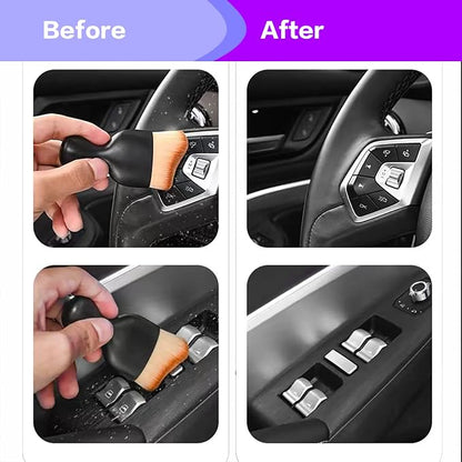 AOCISKA Car Interior Detailing Brush,Soft Bristle Cleaning Brush Car Detailing Brush Dusting Brush,Car Interior Cleaning Tool,Auto Detail Brush Car Dash Duster Brush (Pink with Cap)