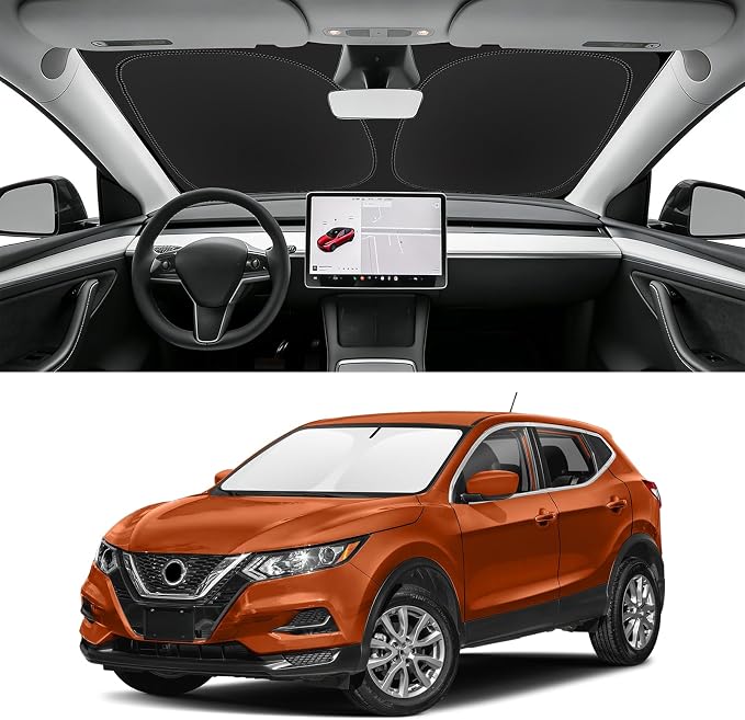 Custom Fit Windshield Sun Shade for Nissan Rogue Sport 2017-2022, Blocks UV & Heat, Front Window Sunshade Accessories, Easy Fold & Store Keep Your Car Cooler
