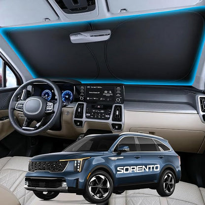 Wigoo for Kia Sorento Windshield Sunshade [OEM Design, 100% Sun Blockage] Foldable Heat Insulation Sun Shade with Storage Bag, for Kia Sorento (2016-2026), Silver Coating