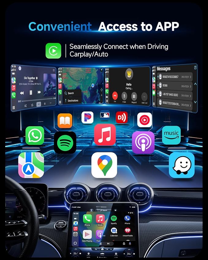 2 in 1 Wireless Carplay Adapter for iPhone Apple & Android Auto Wireless Adapter, [0 Delay & Stable Transmission] 5.8GHz Dual-Core Smart Chip Plug & Play Phone for iOS 10+/Android 11+ 2025 Blue