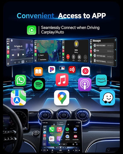 2 in 1 Wireless Carplay Adapter for iPhone Apple & Android Auto Wireless Adapter, [0 Delay & Stable Transmission] 5.8GHz Dual-Core Smart Chip Plug & Play Phone for iOS 10+/Android 11+ 2025 Blue