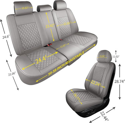 Universal Precision Fit 3D Molded Contoured Front Seat Covers Set of 2, Nappa Leather Semi Coverage Seat Cushion, Interior Decoration & Seat Protector for Most Cars, SUVs, Trucks Style2 Gray