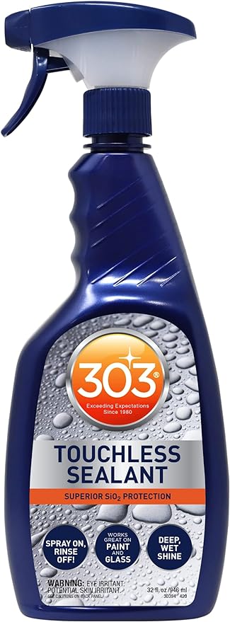 303 Products Touchless Sealant - SiO2 Water Activated Paint & Glass Protection - Spray On, Rinse Off - Lasts 2X Longer Than W- Deep, Wet Shine, 32 fl. oz. (30394CSR)