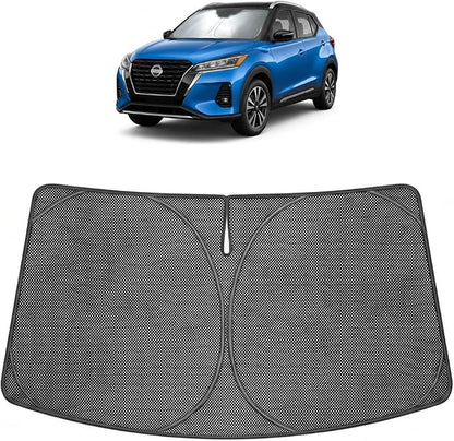 Proadsy Windshield Sun Shade Custom Fit Nissan Kicks 2025-2026 Ice Crystal Black Front Window Sunshade UV and Heat Blocker Foldable Visor Keeps Car Cooler for Summer Parking and Daily Use