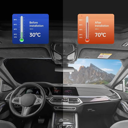 Windshield Sun Shade Compatible with BMW X3 X4 X5 X6 X7 5 6 7 8 Series, Foldable Front Windshield Sun Visor UV Ray Reflector Sunshade for BMW Keep Your Car Cooler