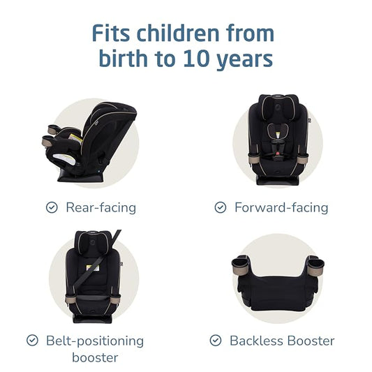 Maxi-Cosi Kani 4-in-1 Infant Kids Convertible Car Seat, Rear-Facing Forward-Facing Carseat, Booster, Slim Fit, Magnetic Buckle, 5-Position Recline, Fits 5-100 lbs, 19-57 in, Caspian Caviar
