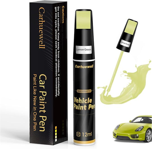 Green Touch Up Paint for Cars, Auto Car Paint Touch Up Paint Pen for Deep Scratches, Car Scratch Repair Pen, Quick and Easy Solution to Repair Minor Automotive Scratches (Lemon Green)