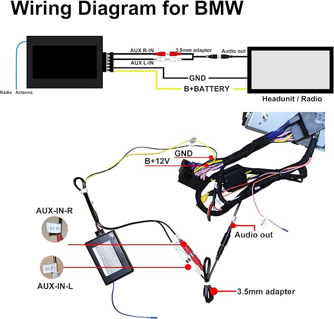 AUX Converter, Car Radio Transmitter AUX Audio Adapter FM Audio for BMW E60 E70 E90 for Mercedes Benz ML SLK R for Audi A3 A4 A5 A6