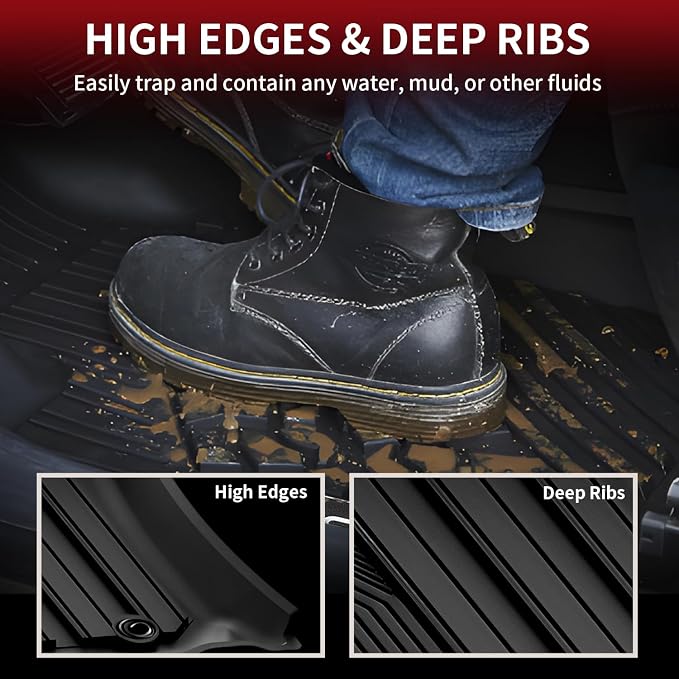 LASFIT Floor Mats for Toyota 4Runner 2013-2024 & for Lexus GX460 2014-2023, All Weather TPE Mats Floor Liner for Toyota 4 Runner (Fit 7 Seats & 5 Seats) 1st & 2nd Row Car Mats, Black