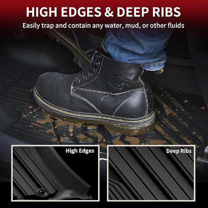 LASFIT Floor Mats for Toyota 4Runner 2013-2024 & for Lexus GX460 2014-2023, All Weather TPE Mats Floor Liner for Toyota 4 Runner (Fit 7 Seats & 5 Seats) 1st & 2nd Row Car Mats, Black