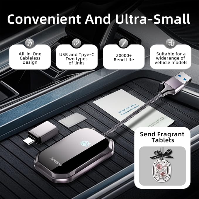 Android auto Wireless Adapter - 5GHz WiFi Plug & Play Dongle for Factory Wired Cars, Instant Connection for Android 10+, Auto-Links in 10s, Wide Compatible with Cars/Trucks 2015+