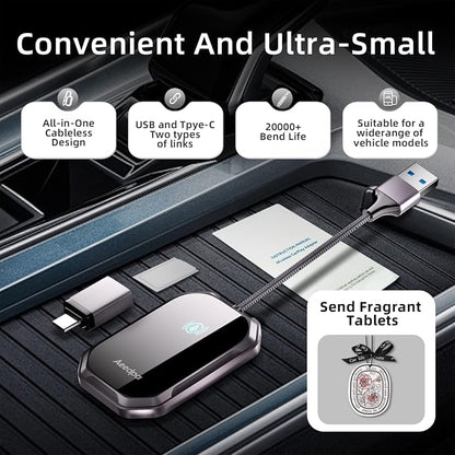 Android auto Wireless Adapter - 5GHz WiFi Plug & Play Dongle for Factory Wired Cars, Instant Connection for Android 10+, Auto-Links in 10s, Wide Compatible with Cars/Trucks 2015+