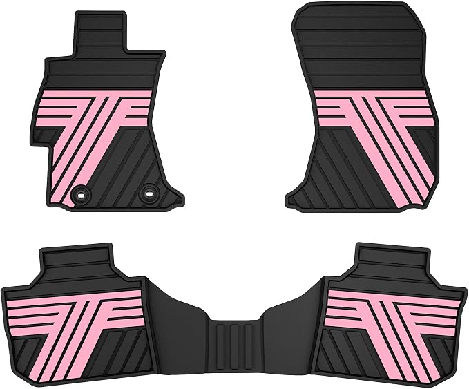 TTX LIGHTING Floor Mats Compatible with Subaru Crosstrek 2016-2017/Impreza 2012-2016/WRX 2015-2021, Custom Fit All Weather 1st & 2nd Row Floor Liners, Black & Pink