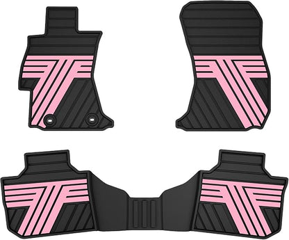 TTX LIGHTING Floor Mats Compatible with Subaru Crosstrek 2016-2017/Impreza 2012-2016/WRX 2015-2021, Custom Fit All Weather 1st & 2nd Row Floor Liners, Black & Pink