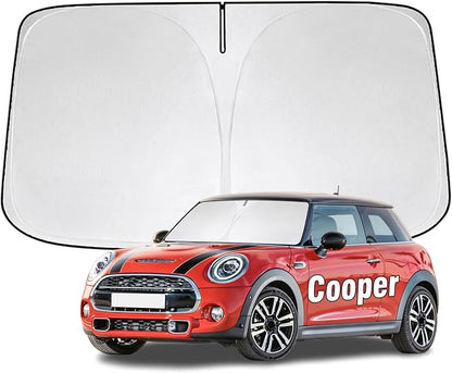 Windshield Sun Shade for BMW Mini Cooper 2014-2025 Sunshade 300T Windshield Cover Shield Protector Blocks UV Rays Custom Fit Front Window Shades Windshield Accessories Keep Cool Foldable