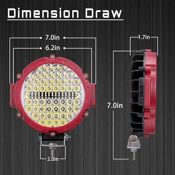 7 Inch Round LED Offroad Driving Lights for Truck, 201W 10000lm Waterproof LED Work Lights, 12V 24V Flood Spot Beam Headlight Fog Lights for Jeep ATV UTV SUV 4x4 Car RV, 2 Pack with Wiring Harness