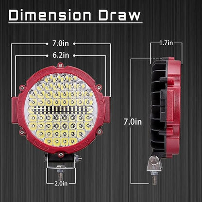 7 Inch Round LED Offroad Driving Lights for Truck, 201W 10000lm Waterproof LED Work Lights, 12V 24V Flood Spot Beam Headlight Fog Lights for Jeep ATV UTV SUV 4x4 Car RV, 2 Pack with Wiring Harness