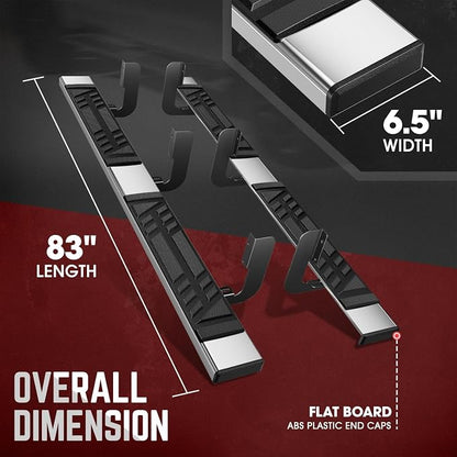 DNA Motoring 6.5" Flat Running Boards Side Step Nerf Rails Bars Compatible with 99-16 Ford F250SD F350SD F450SD Crew Cab, STEPB-U-F25099-T1-C