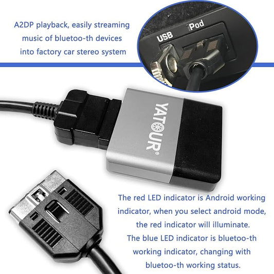 Car Bl Music Adapter Interface Cable Compatible with Ran ge Rover, LAN d Rover LR4, Jagua r XF XKR XK XKR XKR
