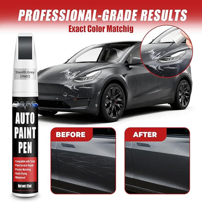 Touch Up Paint for Cars (Stealth Grey PN01), Compatible with Tesla Model Y/3/X/S, 0.4 fl oz Color Accurate 2-in-1 Car Paint Scratch Repair Pen, Easy to Use, Fast-Drying, Long-Lasting
