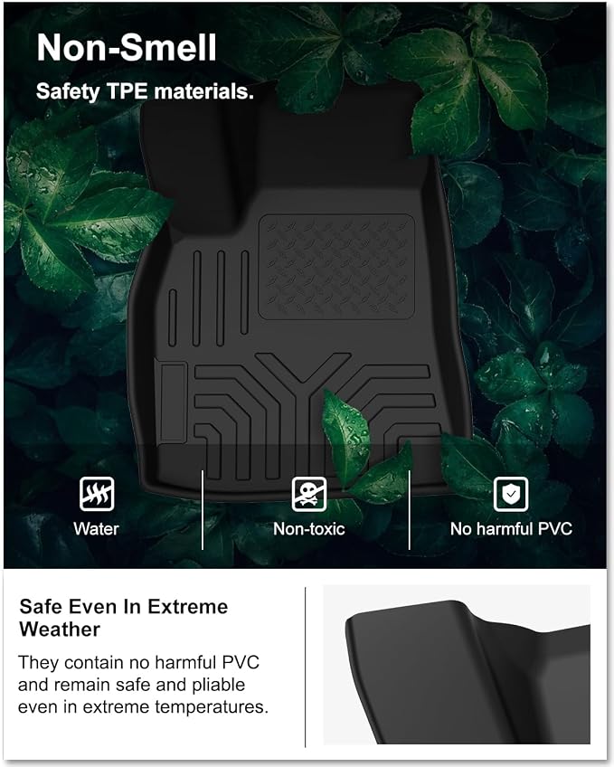 KIWI MASTER Floor Mats for 2012-2020 Tesla Model S, Custom Fit All Weather Car Mats, Heavy Duty TPE Floor Liners, Front & Rear 2 Row, Black