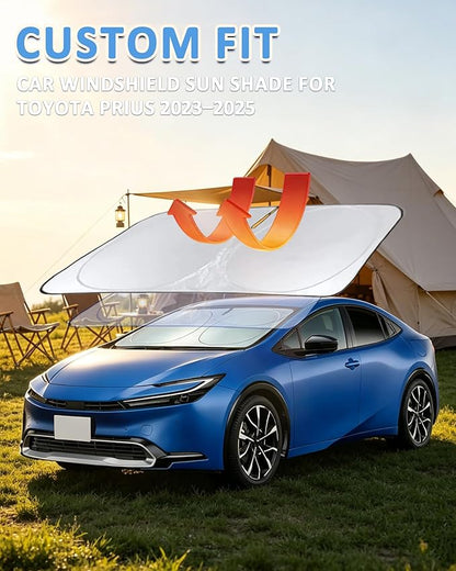 Sun Shade for Toyota Prius Windshield Sunshade Custom fit Toyota Prius 2026-2025 2023 Foldable Front Window Cover Retractable Sun Visor Protector Keep Interior Cool UV Blocker