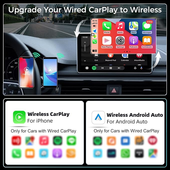 Wireless CarPlay Adapter 2026 Upgraded,CarPlay & Android Auto 2-in-1, Mini USB Design for Cars with Wired CarPlay,Fast Auto-Connect,Plug & Play,for iOS 10+, Android 11+ Version(Carbon Fiber Color)