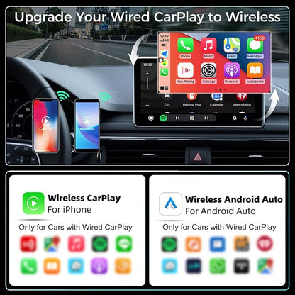 Wireless CarPlay Adapter 2026 Upgraded,CarPlay & Android Auto 2-in-1, Mini USB Design for Cars with Wired CarPlay,Fast Auto-Connect,Plug & Play,for iOS 10+, Android 11+ Version(Carbon Fiber Color)