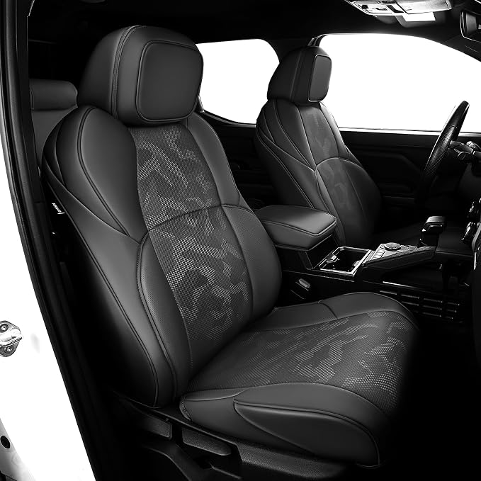 Fit for Tacoma 2024-2026 Car Seat Covers,Custom Car Seat Covers Full Set 5-Seat Car Seat Protector,Waterproof Comfortable Luxury Leather Seat Covers-Full Coverage Automotive Seat Covers Design(Black)