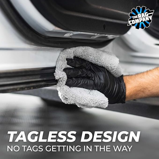 The Rag Company - Creature Edgeless Auto Detailing Towels; Professional 70/30 Blend, Dual-Pile Plush Microfiber, Buffing & Polishing, 420gsm - 16in x 16in - Ice Grey - 10-Pack