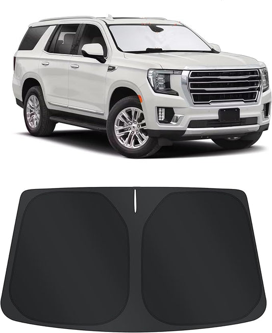 TINGLU Sun Shade for GMC Yukon XL/Chevrolet Suburban 2021-2024 2025 Accessories Windshield Sun Shade Window Shade UV Rays Protection Sun Visor Cover with Steering Wheel Sunshade Storage Bag