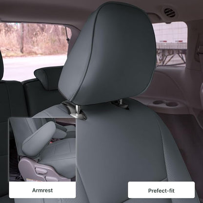 FH Group Custom Fit Car Seat Covers Specifically Made for 2011-2020 Toyota Sienna 7 Passenger, Car Seat Cover 2nd Row, Automotive Seat Covers in Solid Gray Faux Leather, Waterproof and Washable
