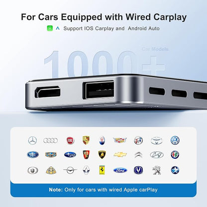 AI Box CarPlay, 3-in-1 Wireless CarPlay Adapter & Android Auto for OEM Wired Cars, Built-in Netflix/YouTube for Streaming, 5.8GHz WiFi, Convert Wired to Wireless, Plug & Play （4GB RAM+32GB ROM）