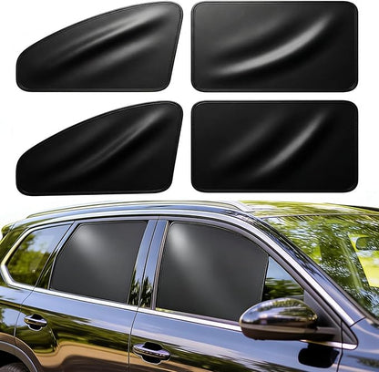 Leather Car Curtains for Side Window - 4 Pcs Privacy Sun Shades Magnetic 100% Block Light Car Window Covers with Cooler Feeling (Leather, 4pcs)