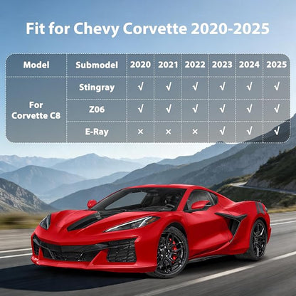 Floor Mats for 2025 2024 2023 2022 2021 2020 Chevrolet Corvette C8 & Corvette E-Ray, All Weather TPE Floor Liners Custom Fit Chevy Corvette C8 Heavy Duty Mat 1st Row Accessories Black